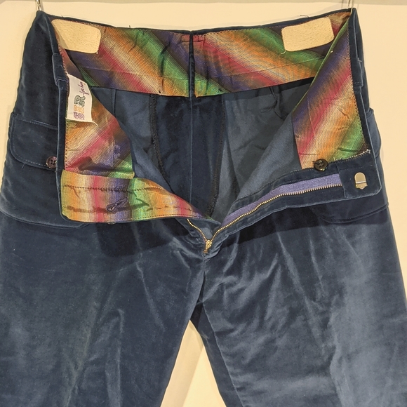 Vintage blue velvet crush 70's SIR For Her pants - Picture 4 of 7